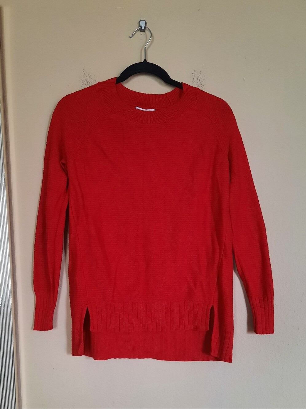 Old Navy Classic Red Crewneck Sweater with Side Slits